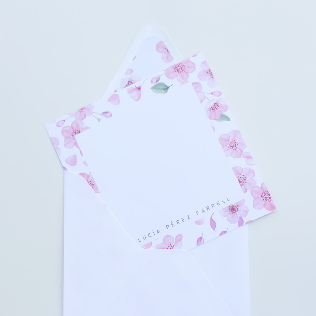 Blush Cherry Blossom - Square Notecard & Envelope