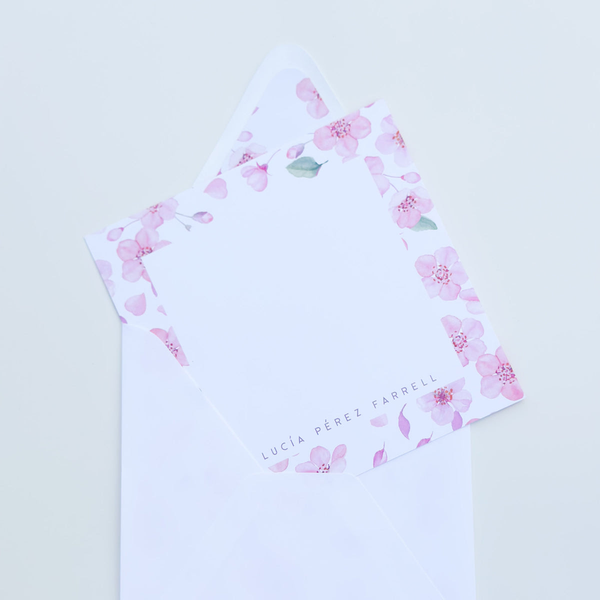 Blush Cherry Blossom - Square Notecard & Envelope