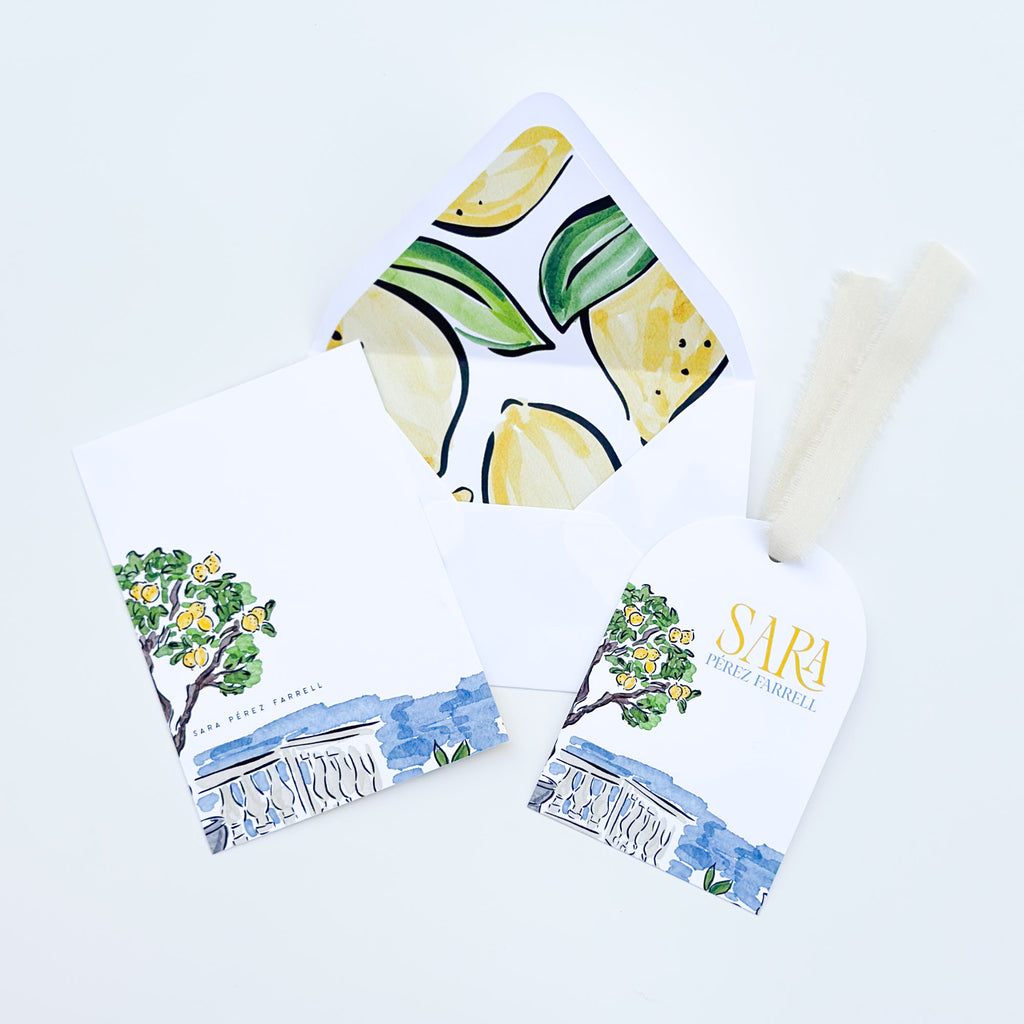 Mediterranean Lemon Grove - Flat Notecard & Envelope