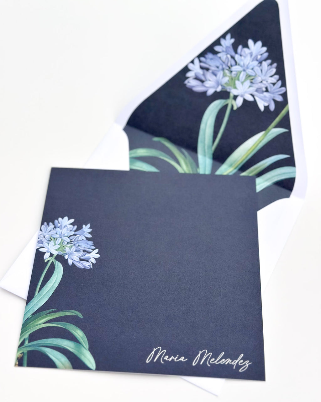 Botanical Midnight Blue - Square Notecard & Envelope