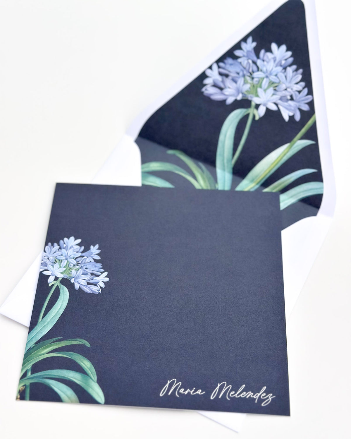 Botanical Midnight Blue - Square Notecard & Envelope