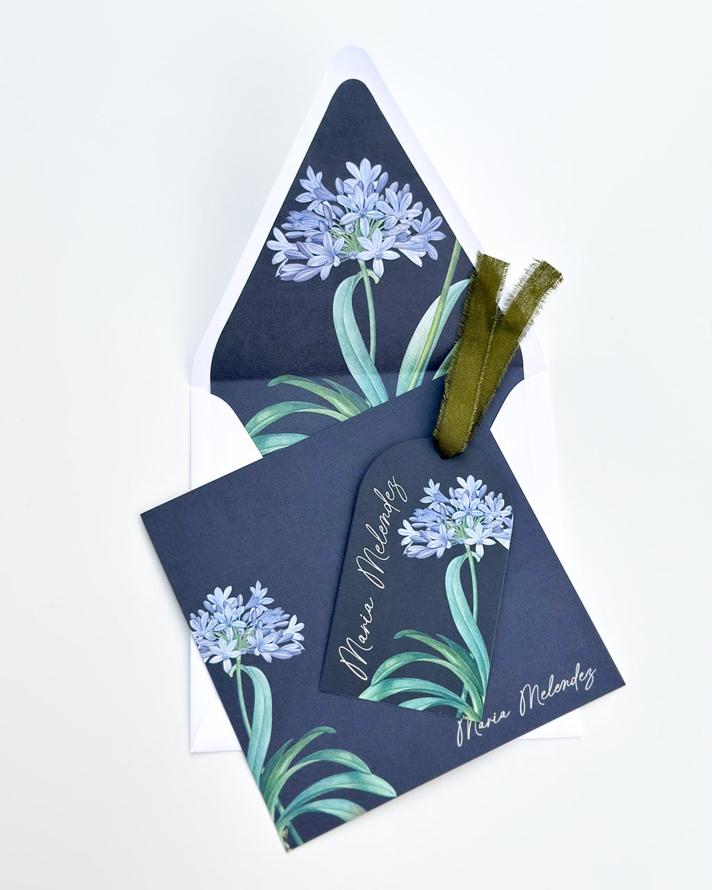 Botanical Midnight Blue - Square Notecard & Envelope