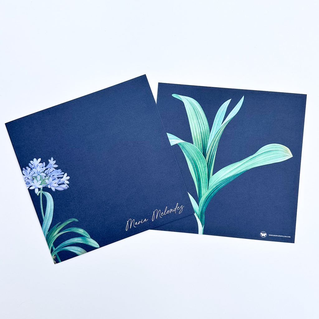 Botanical Midnight Blue - Square Notecard & Envelope