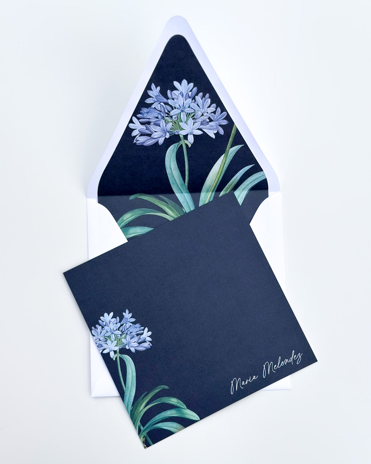 Botanical Midnight Blue - Square Notecard & Envelope