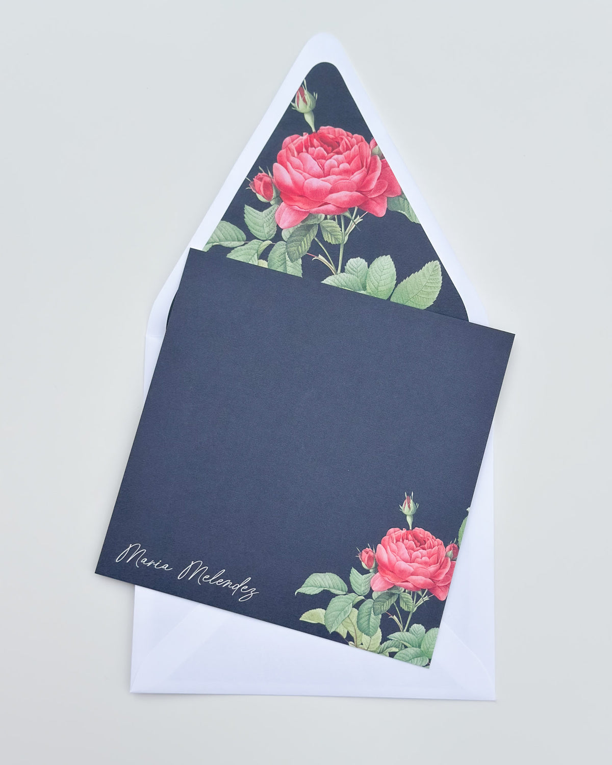 Botanical Midnight Rose - Square Notecard & Envelope