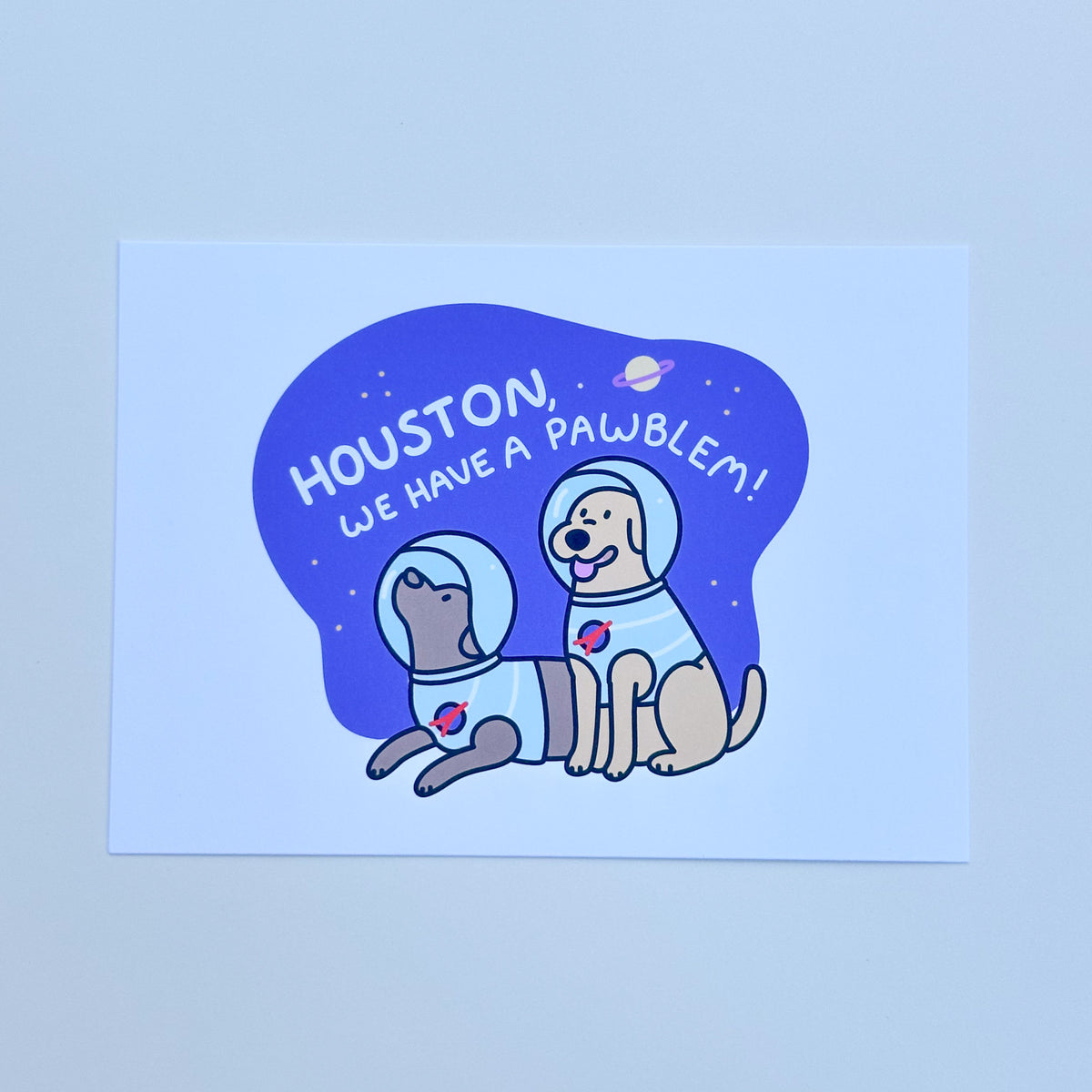 Houston, We Have a Pawblem! - Funny Art Postcard