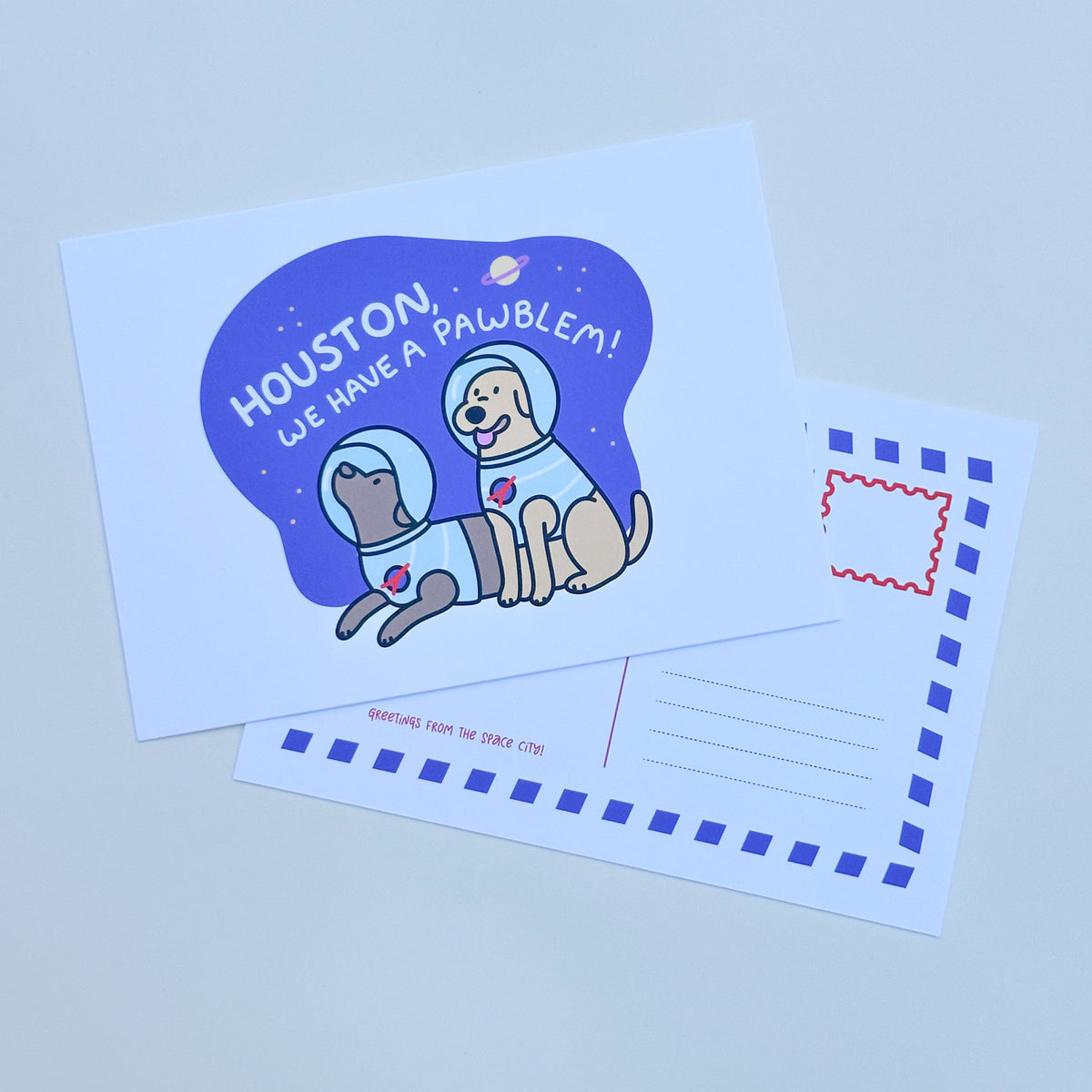 Houston, We Have a Pawblem! - Funny Art Postcard